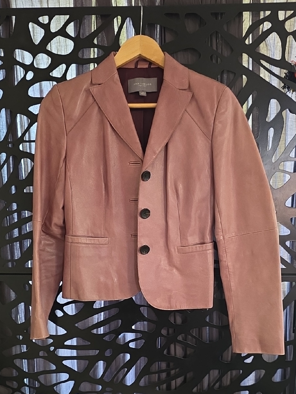 Ann Taylor Rose Leather Blazer Jacket